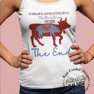 Original Mud Cricket Designs A Cow, A Chicken, And A Pig graphic Tee